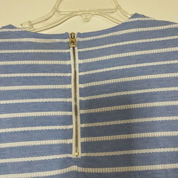 Sail to Sable blue knit striped mini long sleeve shirt dress size Medium - Picture 2 of 5